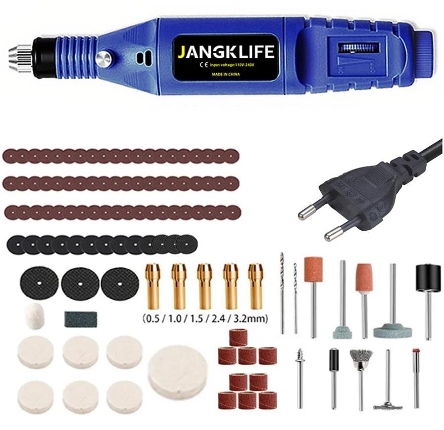 9-V-Mini-Bohrmaschine, elektrischer Schnitzstift, Bohrmaschine mit variabler Geschwindigkeit, Rotationswerkzeug-Kit, Gravierstift zum Schleifen und Polieren blau