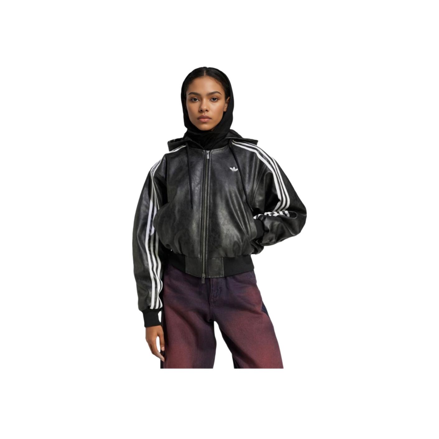 Adidas Originals Sport Lifestyle Serie Marke Logo Gestreift Bequem Locker Baumwolle Jacke Damen Jacke Schwarz JX9225 XS