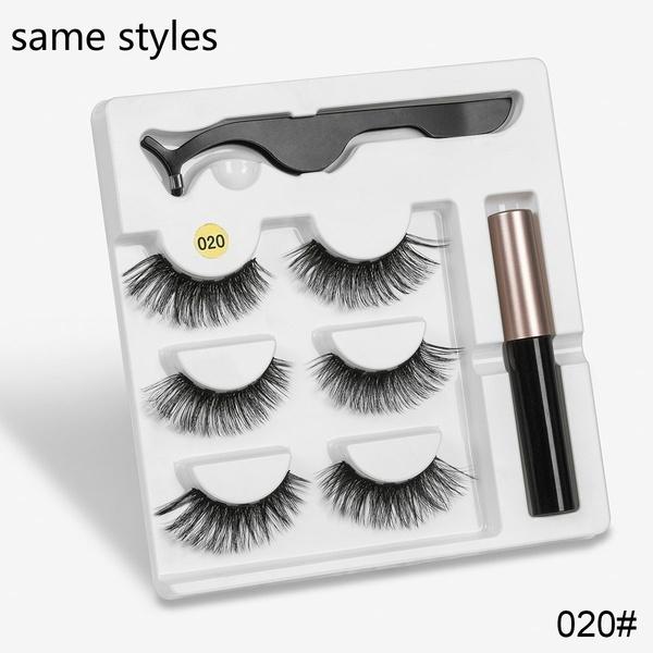 Neue 3 Paar normale magnetische Wimpern 5 Magnet 3D Nerz Wimpern Set mit Eyeliner Pinzette natürliche falsche Wimpern Style 20