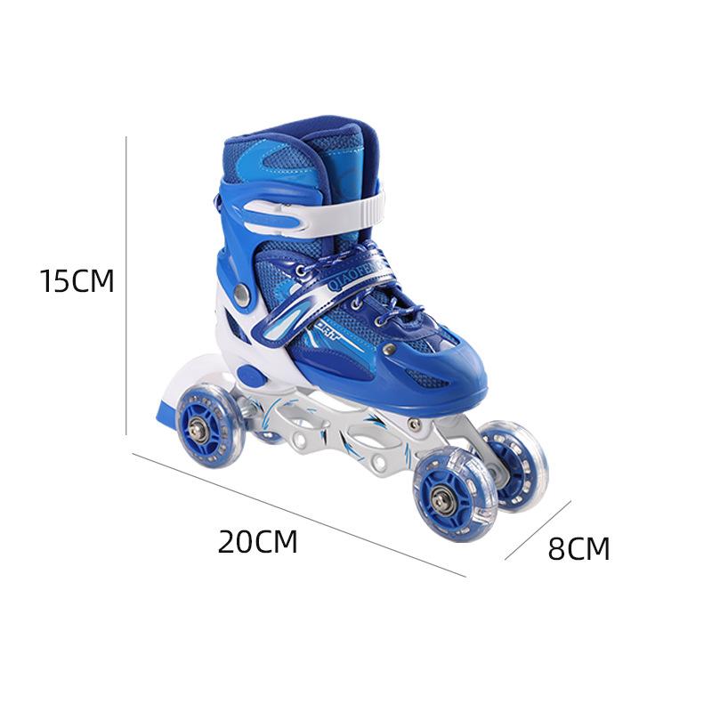Kinderrollschuhe, Neue Ein- Und Zweireihige Integrierte Rollschuhe Für Anfänger, Verstellbare Rollschuhe Für Herren Und Damen S (size 27-32) blau