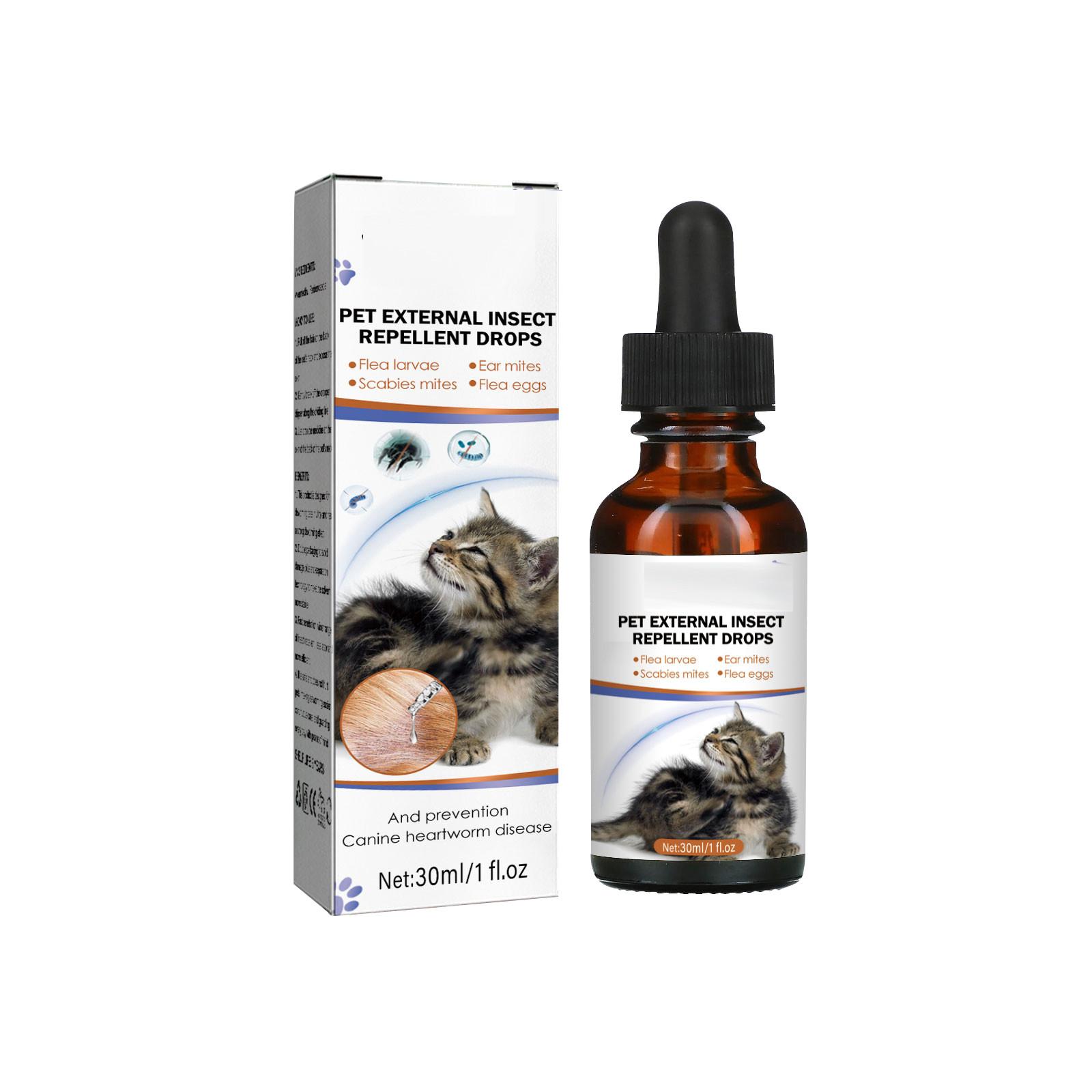 Entwurmungstropfen für Haustiere, Reinigung und Entfernung von Läusen, Zecken und Flöhen bei Katzen und Hunden, Linderung von Juckreiz bei Haustieren, 30 ml One Size schwarz