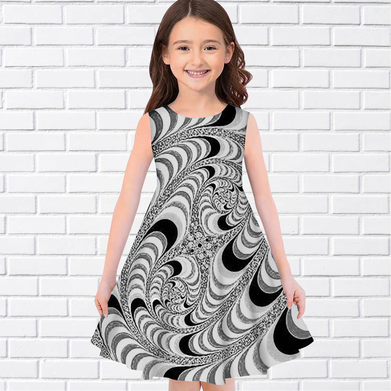 Mädchen 3D Pfau Kleider Kinder Mädchen Party Ärmelloses Prinzessin Kleid Tank für Mädchen über vier Jahre 130 grau