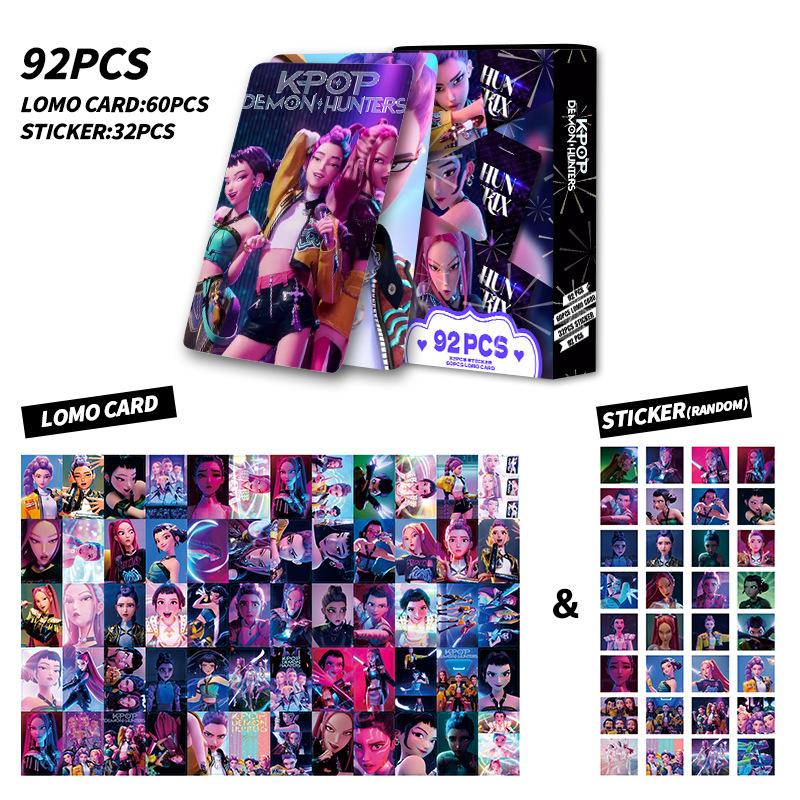 92 Stück/Set Kpop Demon Hunters Karten Anime Rumi Mira Zoey Fotokarten Aufkleber Charakter Lomo Karten Abziehbilder Fan Geschenke