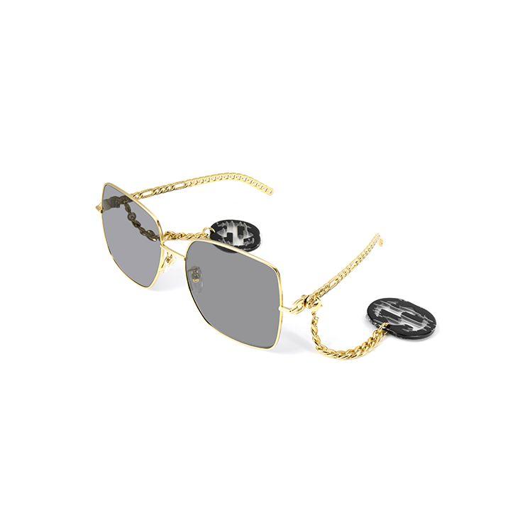 Gucci Personalisierter Eleganter Schwarzer Anhänger Runde Sonnenbrille Damen Sonnenbrille GG0724S-001 Dust Bag+Eyeglass Case (Random Color)
