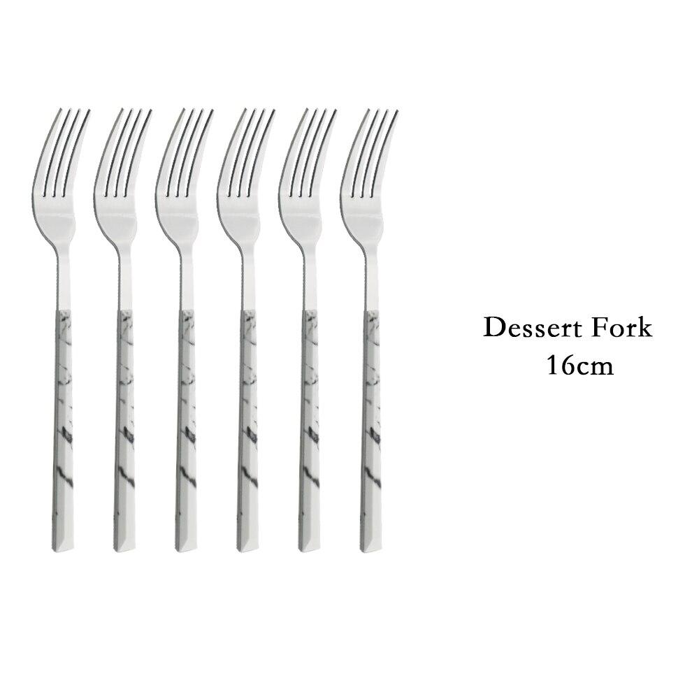 6/30Pcs Weiß Silber Geschirr Set Messer Gabel Kaffee Tee Löffel Besteck Set Edelstahl Besteck Küche Geschirr set 6pcs Dessert Fork weiß/silber