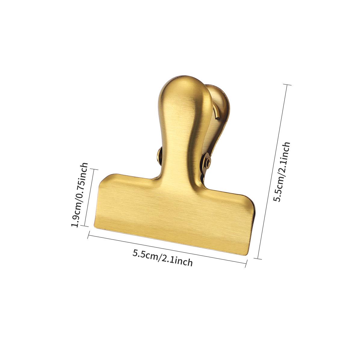 Beutelklammern aus Edelstahl für Lebensmittel, robuste silberne Lebensmittelklammern aus Metall, Büro-Papierklammern, luftdicht verschlossene Snackklammern S gold