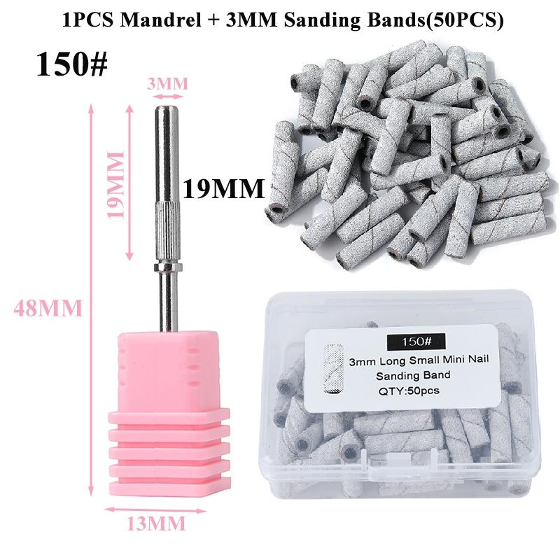 50 teile/schachtel Nagel Lange Kleine Mini Edelstahl Schleifen Bands Dorn Für Maniküre Schleifpapier Ring Halter Nagel Bohrer Zubehör