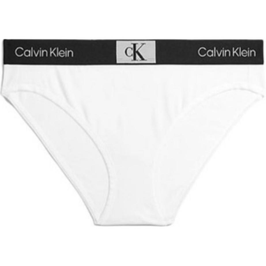 Calvin Klein 1996 Kollektion Kleiner Quadratischer Buchstaben-Jacquard Bequeme Unterwäsche mit mittlerer Bundhöhe Damenunterwäsche Weiß QF7222-110 S