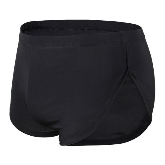 Männer Einfarbig Atmungsaktive Low-rise Shorts Höschen Elastische Taille Seite Split Eis Seide Lounge Shorts Unterhosen Nachtwäsche 2XL schwarz
