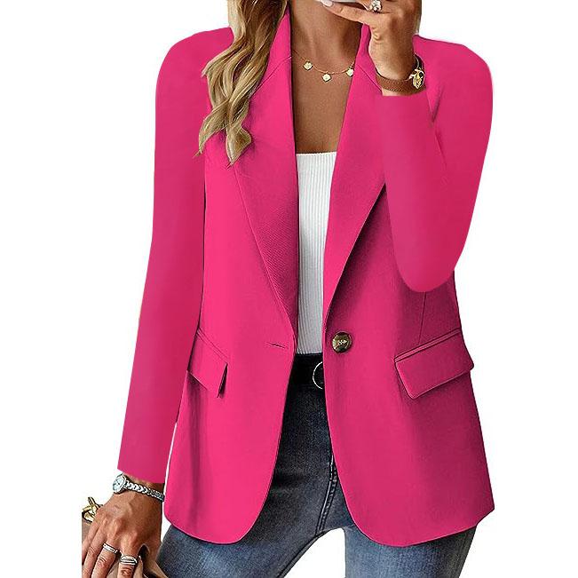 Damen Oversize Blazer Jacke Business Anzug Mantel Revers Langarm Solide Knopfleiste Lässig Elegant Mantel Trendy Loose Outwear XXXL rose rot