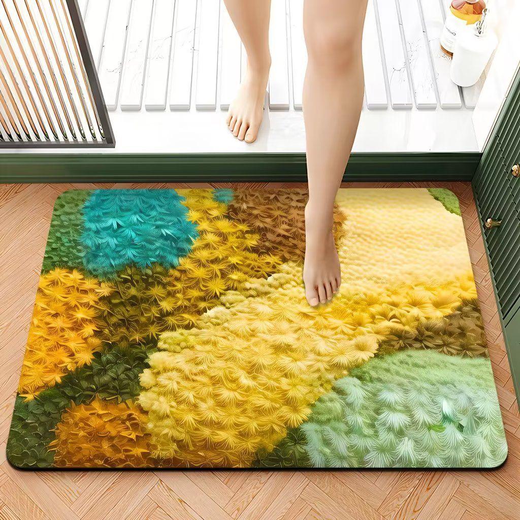 Schnelltrocknende Badezimmer-Fußmatten aus Kieselalgenschlamm für den Haushalt, saugfähige Toilettenmatten, Toilettentürmatten, rutschfeste Matten 50x80cm grün