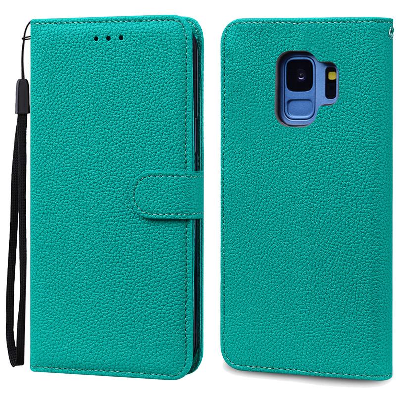 S9/S9 Plus Hülle Für Samsung Galaxy S9 Hülle G960F Leder Brieftasche Klapphülle Für Samsung Galaxy S9+ S 9 Plus G965 Coque Handyhülle For Samsung S9 cyanblau