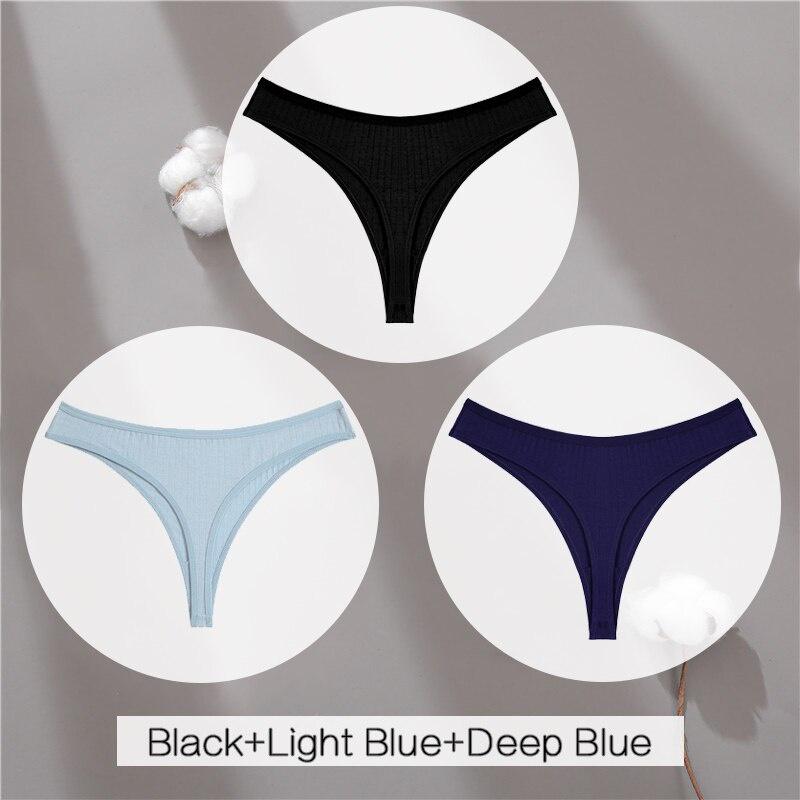 3 Teile/satz Frauen Baumwolle Tanga G-String PantyLady Solide V-Taille Streifen Höschen Atmungsaktive Unterwäsche Weibliche Weiche Dessous Dessous L gray