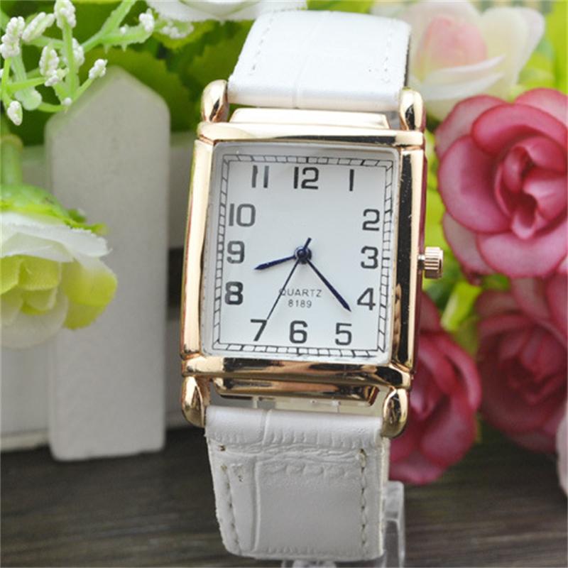 Modische Damen-Armbanduhr aus quadratischem Leder, elegante Business-Kleideruhr, einfache Quarz-Analog-Armbanduhr weiß