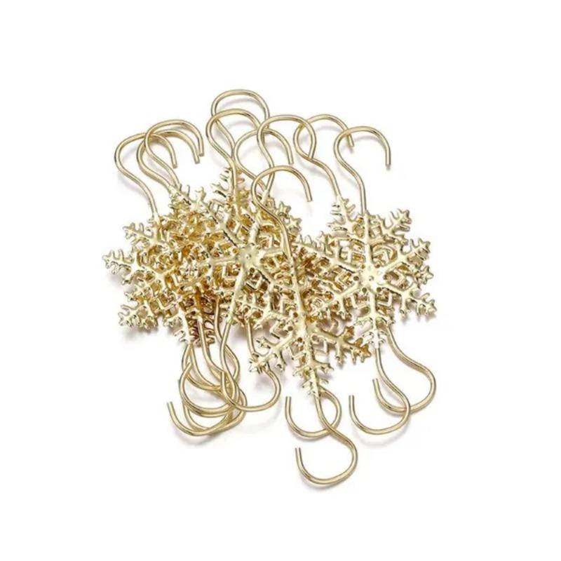 10 Stück Weihnachtsschmuck-Haken, Weihnachtsbaum-Aufhänger, Kugeln, Kugel, Metallhaken, Weihnachtsdekoration, Schneeflocken-Haken 10pcs gold