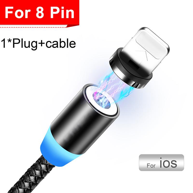 VAORLO USB Magnetisches Ladekabel Für Micro Typ-C 8 Pin Schnelle Lade Mode Kabel Für iphone Xiaomi Huawei Samsung 8 Pin