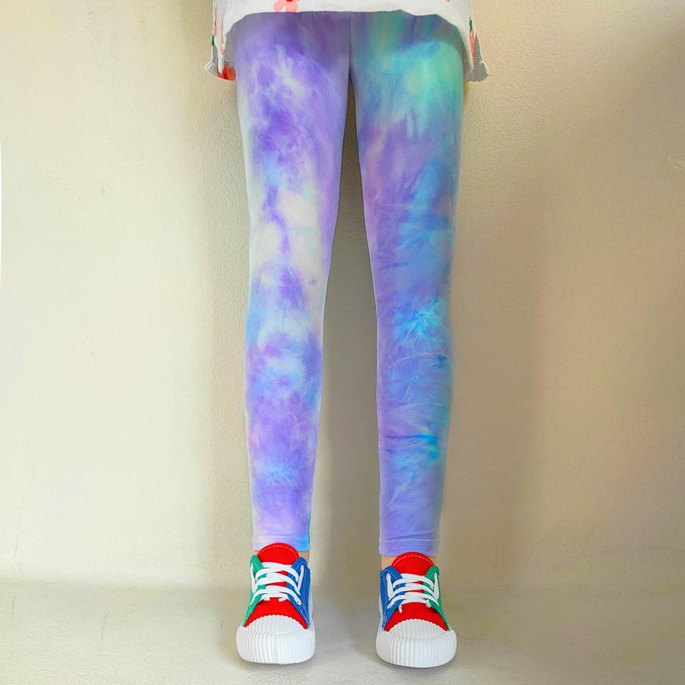 Kinder Hosen Bunte Fluoreszierende Farbe Druck Leggings Für Mädchen Hosen Baby Mädchen Weiche Elastische Dünne Hosen 150 hellblaue