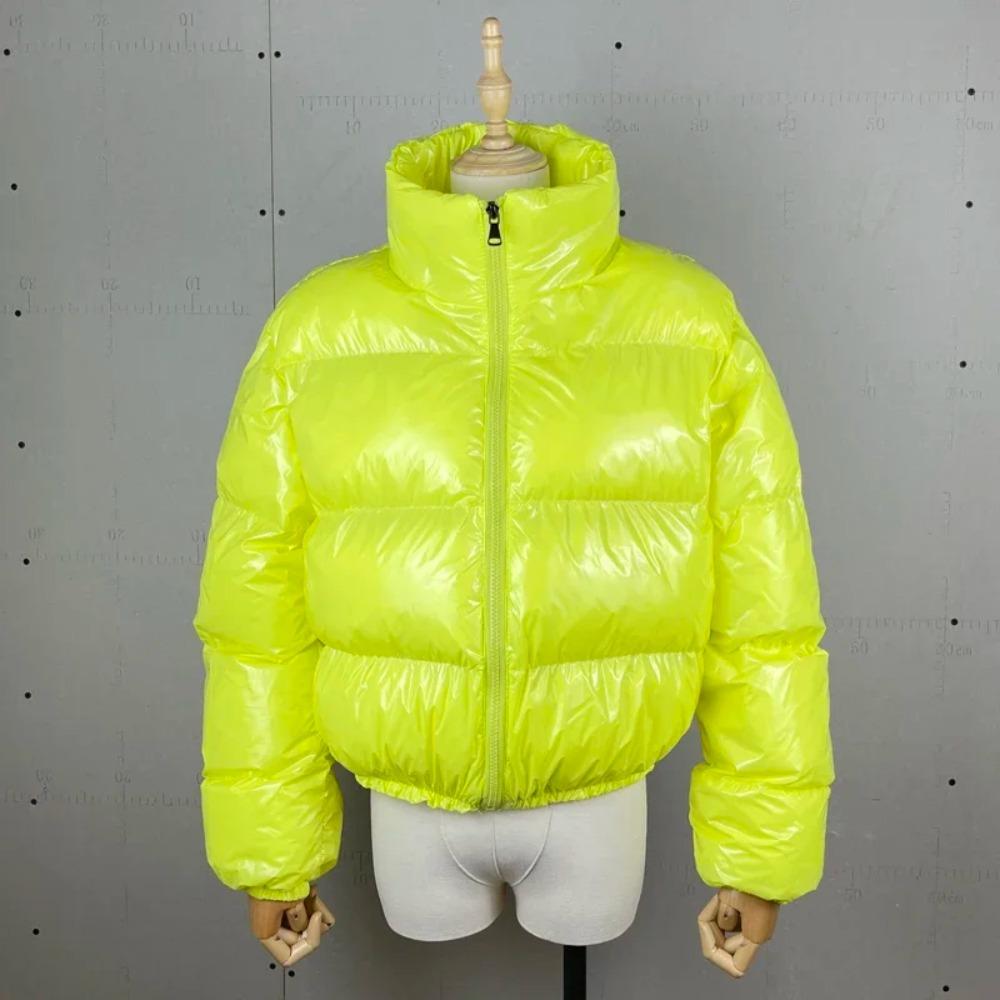 Winter Damen Reißverschluss Fliegen Parkas Jacken Streetwear Langarm Reißverschluss Lässig Daunen Wollmäntel Slim Lässige Jacken XXL gelb