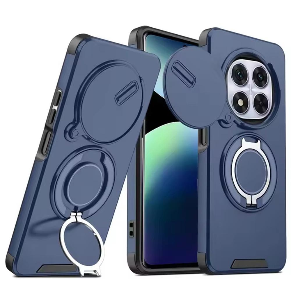 Matte Armor Ringhalter Handyhüllen Für Xiaomi Redmi Note 14 13 Pro Plus 14C 13 4G 5G Magnetische Schiebe-Kamera-Schutzhülle Fundas Redmi 14C 4G&For Xiaomi Redmi blau