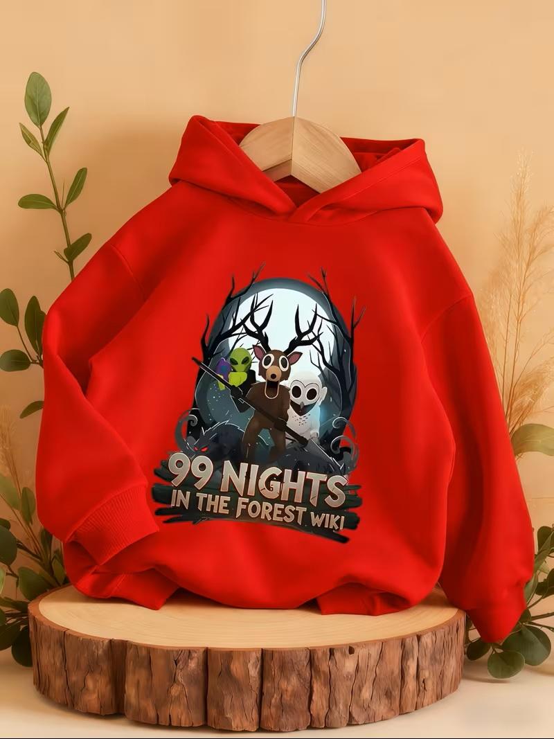 Spiel 99 Nächte im Wald Bedruckter Hoodie Mode Mädchen Jungen Lässige Sweatshirts Pullover Cartoon Anime Oberbekleidung Kinderkleidung 140 black