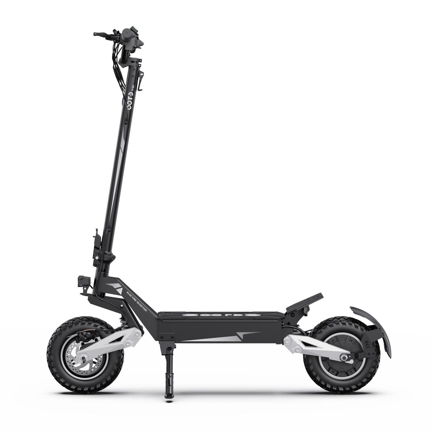OOTD T10 Elektroroller für Erwachsene 48V13,5Ah Akku 900W Motor E- faltbarer Roller 11 Zoll Offroad-Reifen Stadttaugliches EScooter grau/schwarz