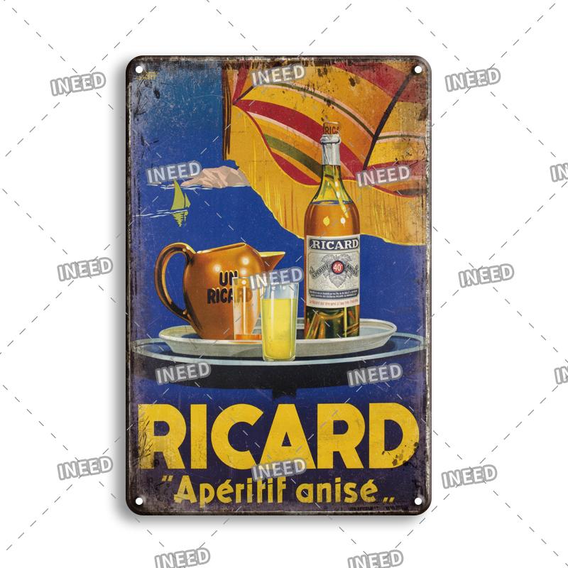 INEED Ricard Bier Retro Metallschild Poster Vintage Wandplakat Blechschild Dekorative Wandplatte Bar Pub Plakette Dekor Zubehör 20x30cm