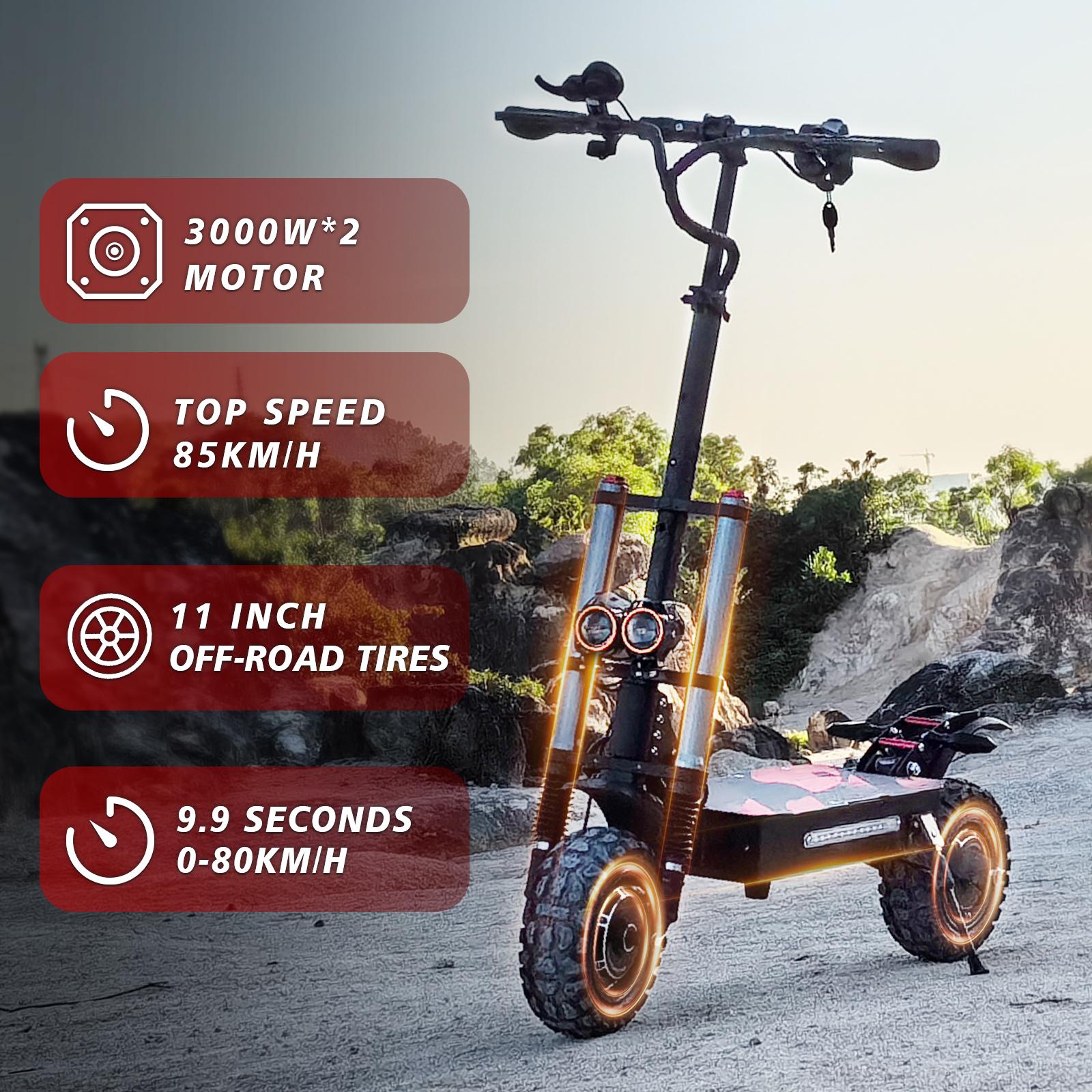 BOYUEDA S3-11 Faltbarer E-Scooter für Erwachsene, 6000-W-Motor, 60 V, 38 Ah Batterie, 11-Zoll-Straßenreifen, City-Elektroroller