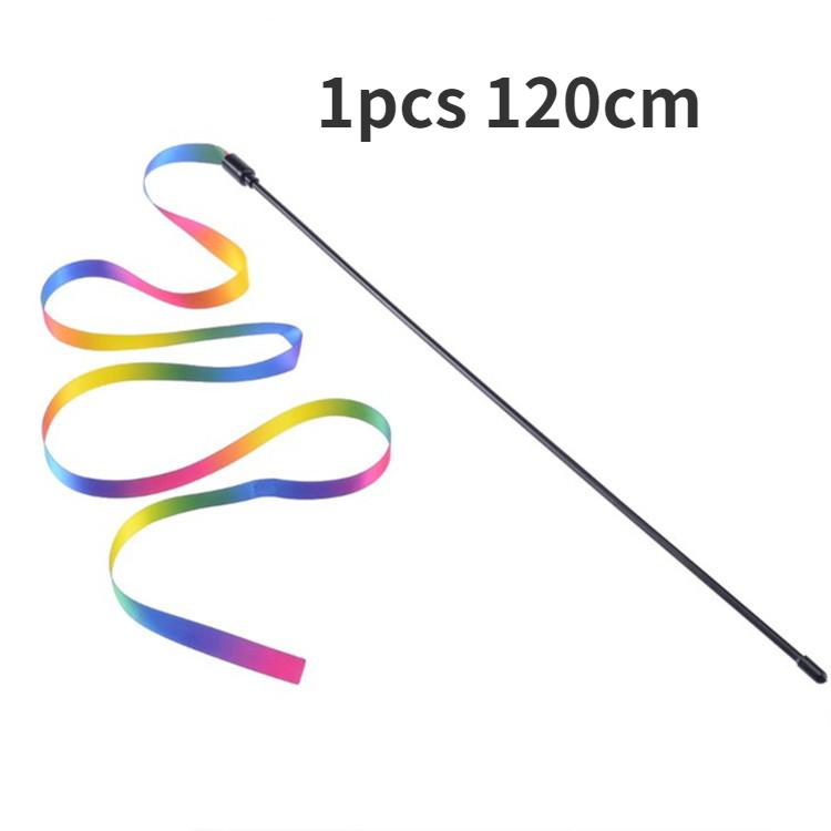 2PCS Haustier Katze Spielzeug Nette Lustige Regenbogen Streifen Stick Katze Teaser Zauberstab Haustier Spielzeug für Katzen Interaktives Spielzeug Katze liefert Haustier Produkte gray