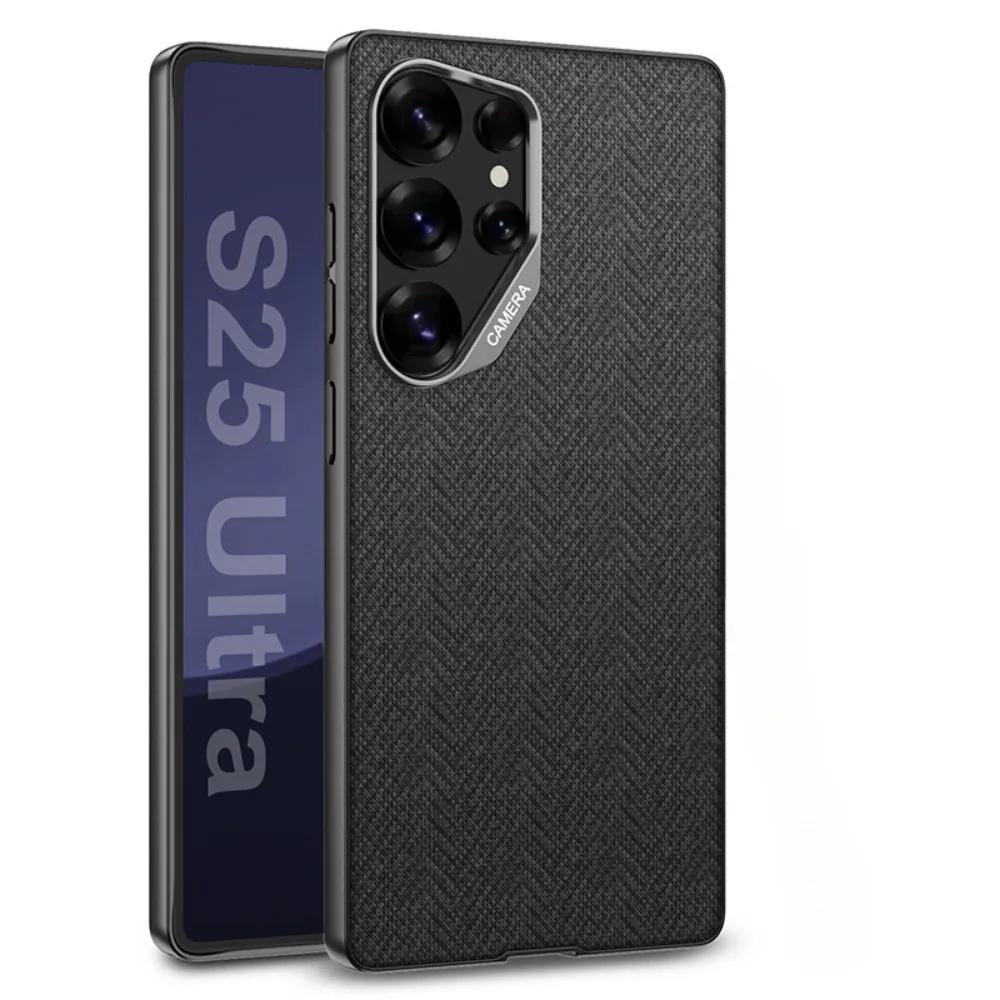 Nylon Leder Hartschalen Handyhülle für Samsung Galaxy S25 S24 S23 Ultra Sturzsichere Schutzhülle Galaxy S24 Ultra
