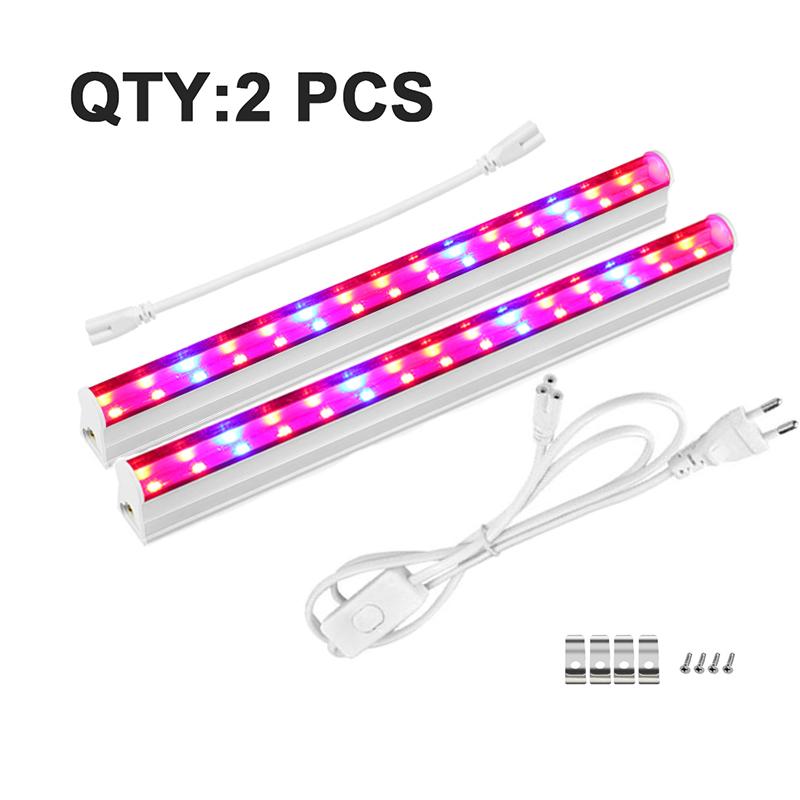 57CM Vollspektrum-Pflanzenlicht, 220 V, EU-Stecker, Pflanzen-Wachstumsbox, 10 W, LED-Lichtröhre, Gewächshaus, Hydrokultur-Zelt, Samen, Phyto-Lampe mit EU-Stecker 22Red+8Blue
