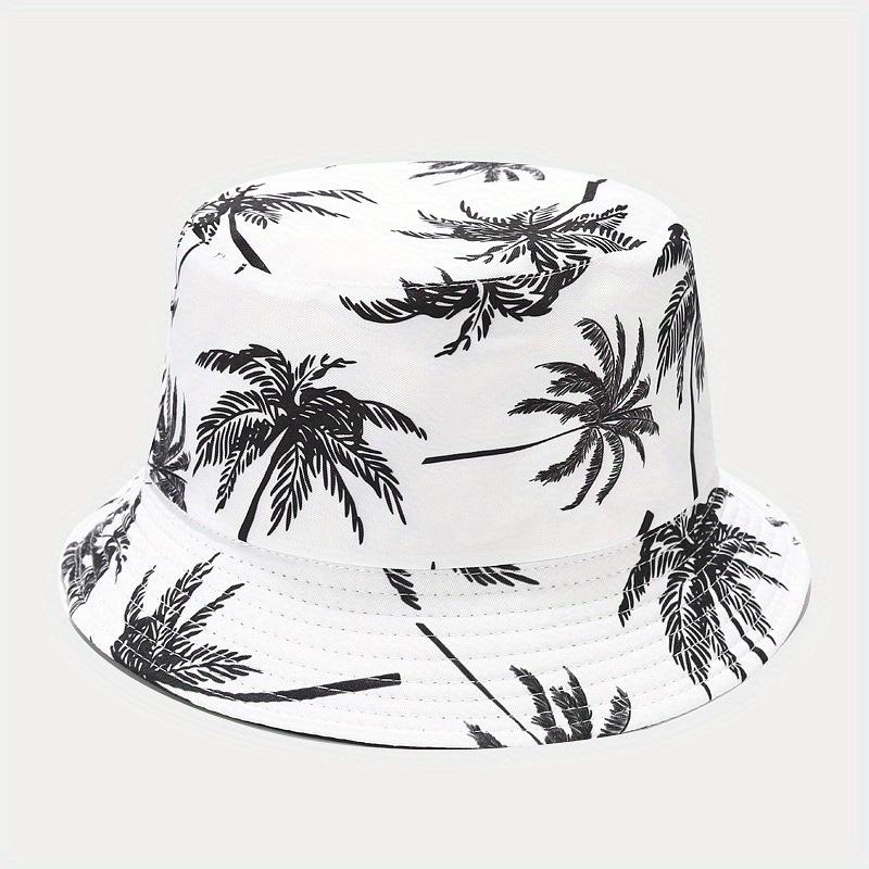 Sommer Schutzhut Herrenmode Kokosnuss Print Bucket Hat Unisex Fischerhut Damen Freizeit Beckenmütze 56-58cm weiß