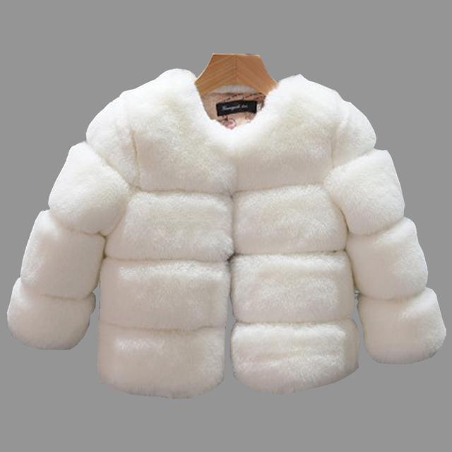 Mädchen Kunstpelzmantel Winter Kinder Mädchen Langarm Weihnachtsjacke Warme Kinder Mädchen Mantel Mädchen Oberbekleidung Kleidung 120cm weiß