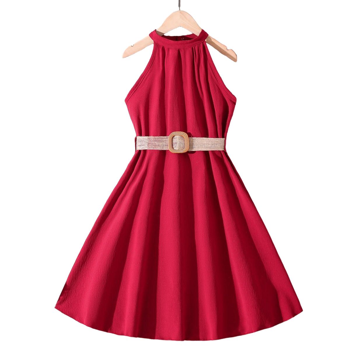 Mädchen Kleid Hängenden Hals Taille Kleider Teenager Casual Fashion Kleid für 8 9 10 11 12 Jahre alte Kinder Kleidung 8Y rot