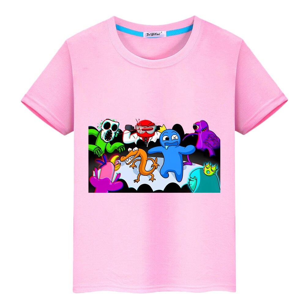 Rainbow Friends Süßes T-Shirt für Kinder, Jungen, 10 Jahre, Baumwolle, kurze Tops, Anime-T-Shirts, Jungen- und Mädchenkleidung, Sommer, lässige Kinderkleidung, Geschenk 150