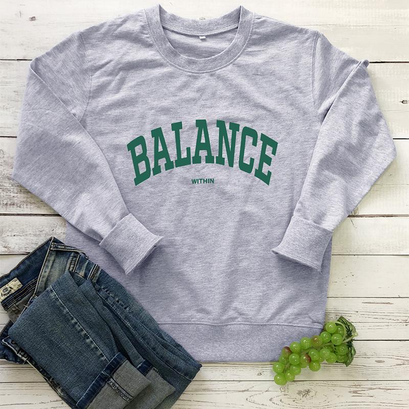 BALANCE WITHIN Sweatshirt, lustige Slogan-Pullover, Mädchen-Persönlichkeit, schwitzt, Damenmode, lässig, Baumwolle, Vintage-Top XL silber