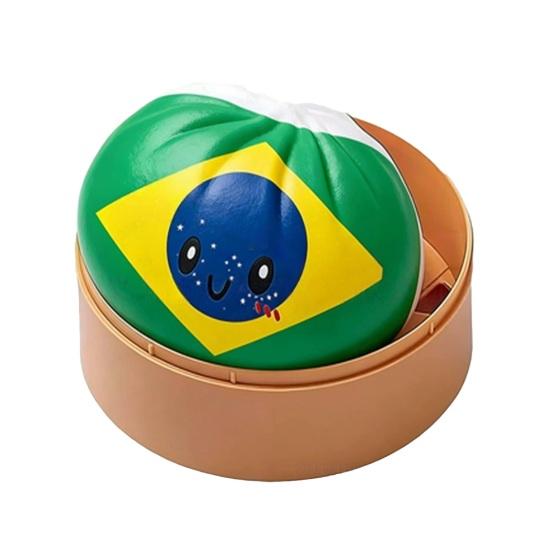 Nationale Flagge Teigtasche Quetschspielzeug Stressabbau Cartoon-Ausdruck Gedämpftes Brötchen Fidget-Spielzeug Handentspannung Dekompressions-Gadget B yellow