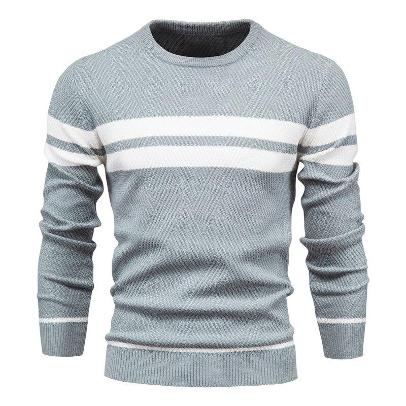 Usegiraffe Frühling Herbst Casual Pullover Herren Pullover Pullover Slim Herren Pullover Mode Trend Einfache Herren Pullover Langarm Warm L blau