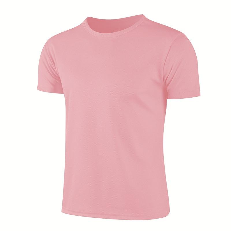 Sommer-Rundhals-T-Shirt, schnell trocknende Kleidung, Arbeitskleidung, kurzärmeliges T-Shirt 3XL rosa