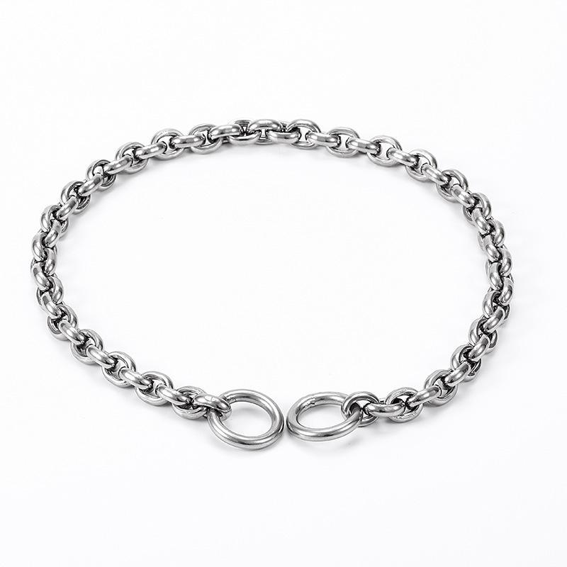 Edelstahl P-Kette Rundes Gesicht Hundehalsband Große Hundekettenhalsband Hundehalsband P-Kette Halsring gray