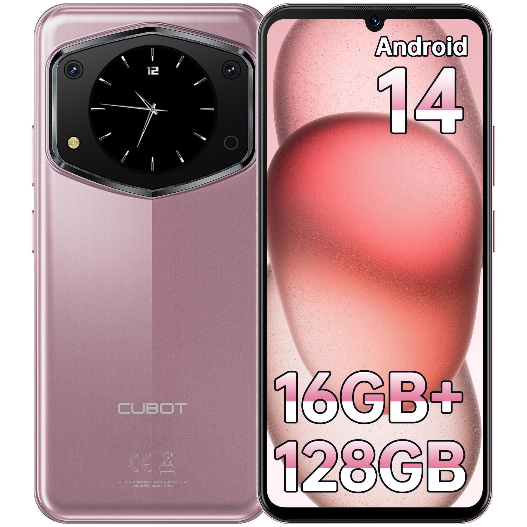 CUBOT A30 Smartphone - 16GB+128GB/1TB Smartphone Android 14, 6,74  HD+/90Hz Display, 1,46  Rückseiten-Display, 48MP+16MP, 5100mAh, Dual-SIM 4G/OTG rosa