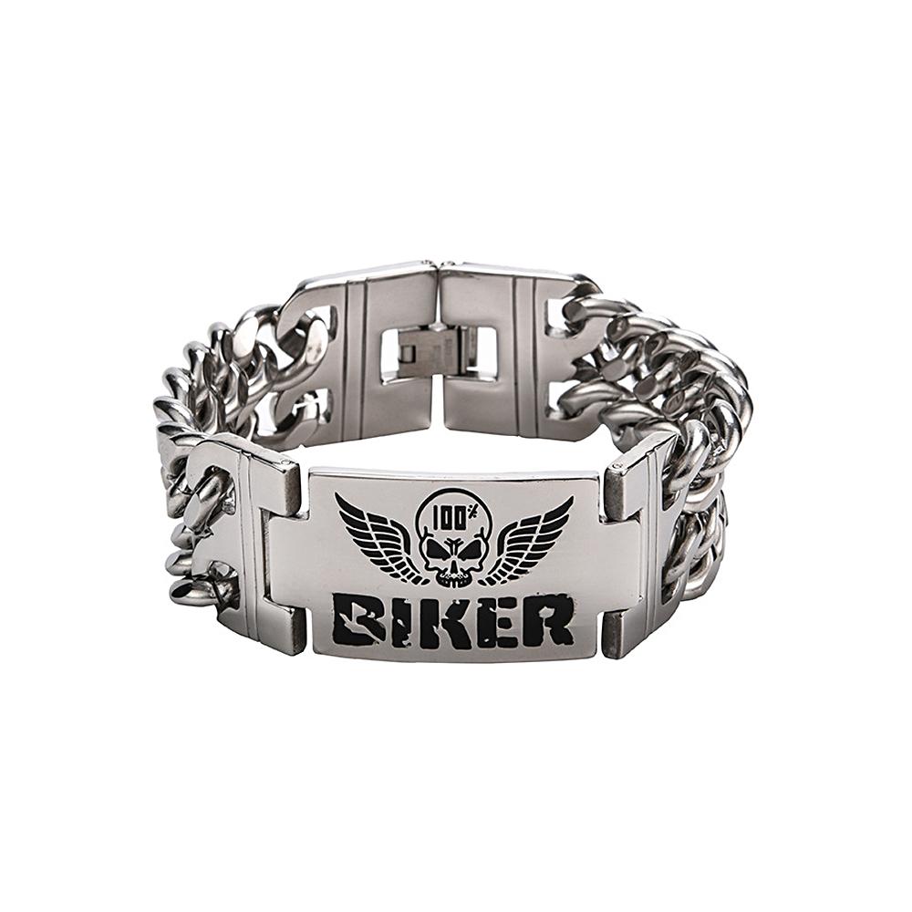 Vintage Dominantes Hochglanz Edelstahl Totenkopf Armband für Männer Jungen Einzigartiges Skelett Armreif Biker Amulett Schmuck Geschenke 23cm