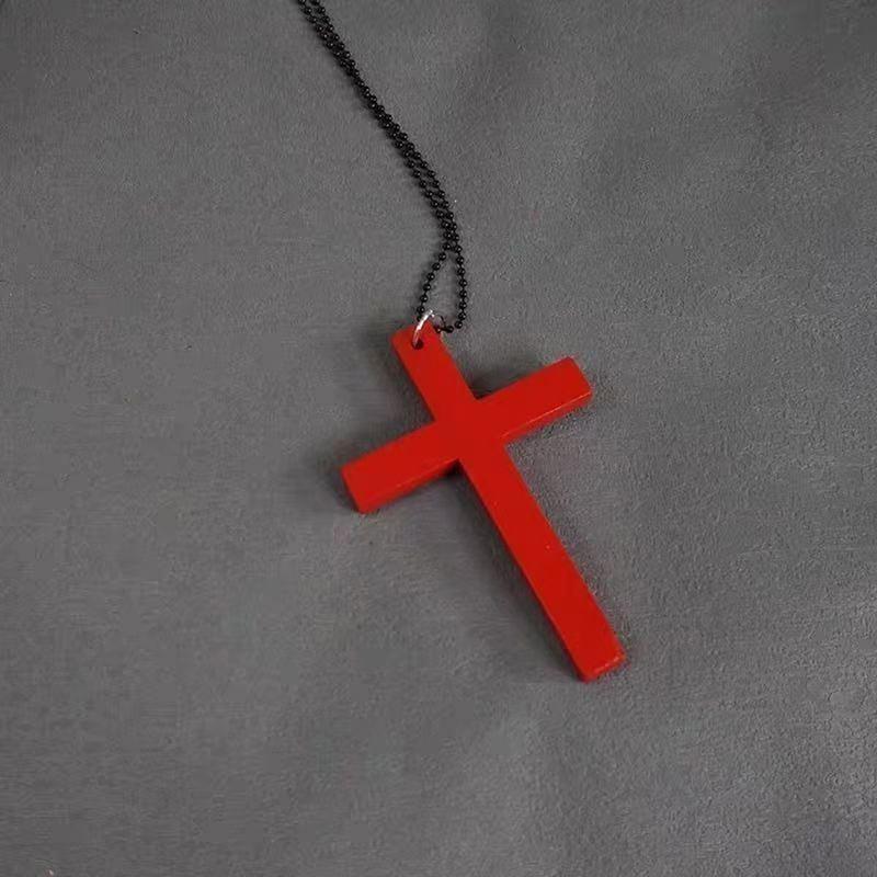 Trendige Coole Punk Gothic Holz Kreuz Anhänger Halskette Für Damen Herren Vintage Hip Hop Halskette Party Schmuck Zubehör Geschenke black
