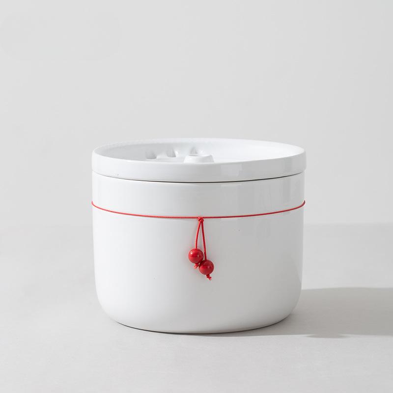 Automatischer Trinkbrunnen aus schwarzer und weißer Keramik für Haustiere, Wasserzirkulation für Katzen, Trinknapf für Hunde, Teddy-Hundezubehör 14.5*14.5*11.5cm