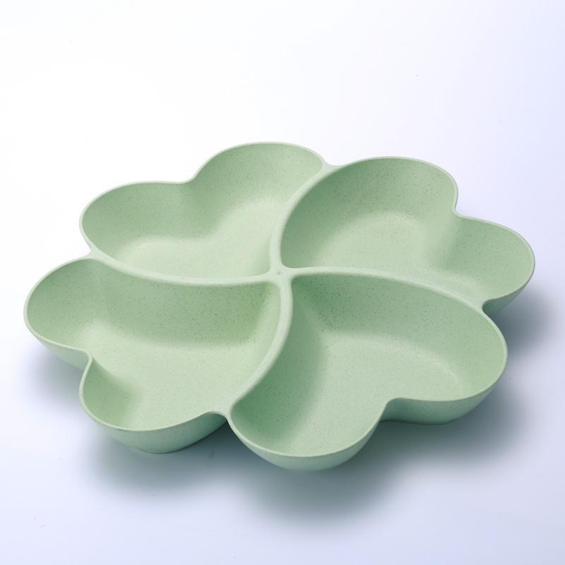 Herzförmige Obstplatte, kreative Teller, Aufbewahrungsbox, getrocknete Früchte, Snack-Teller, geteilter Süßigkeiten-Dessertteller-Behälter 27cm grün