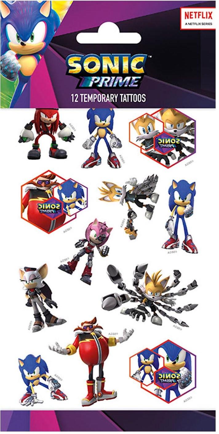 Waschbare Temporäre Tattoos Igel Sonic Spiel Märchen Lizenz Geburtstag 12Stk.