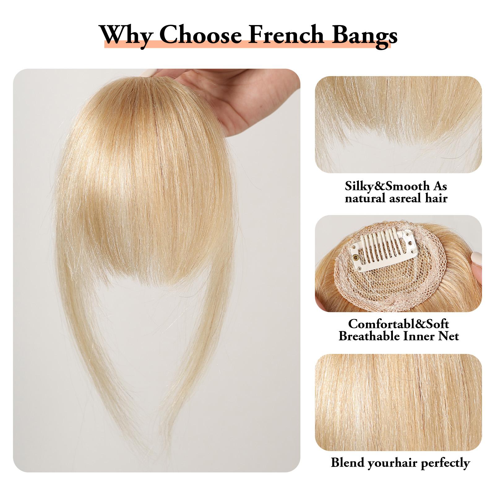 HAIRCUBE Hellblonder Echthaar-Pony, stumpfer Schnitt, Naturhaar-Pony, Fransen-Haarteile, Overhead-Clip-in-Haarverlängerungen für Afro-Frauen