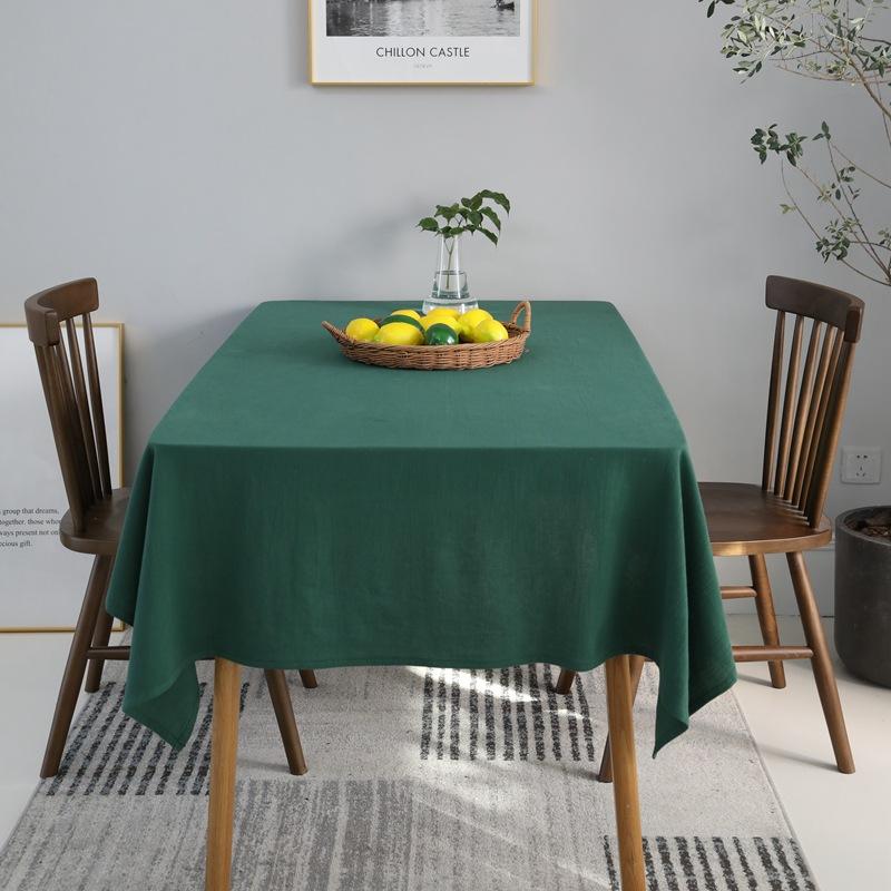 Tischdecke aus 100 % Baumwolle, einfarbig, Tischdecken in reiner Farbe für rechteckige Tischdecken, Babyparty, Küchenpartys, Weihnachtsdekoration 100x135cm dunkelgrüne