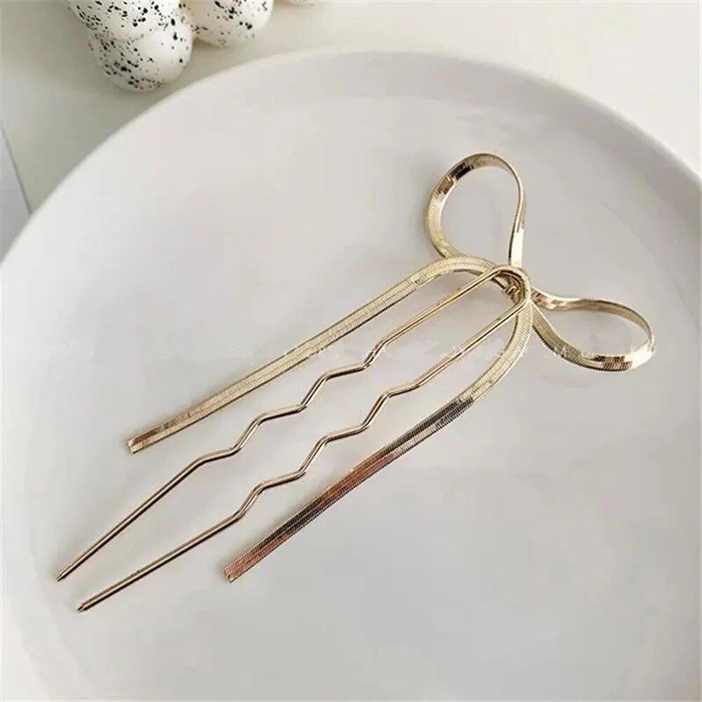 Mode Metall U Form Haar Stick Für Frauen Silber Gold Farbe Elegante Shell Emaille Haarnadel Weibliche Haar Schmuck Zubehör gold