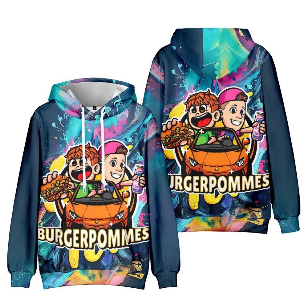 10 Farben Mode für Fans von Burgerpommes ICrimax Grafik bedrucktes Sweatshirt Outdoor Sport Cosplay Pullover Hoodie Cosplay Kostüm XS navy blau
