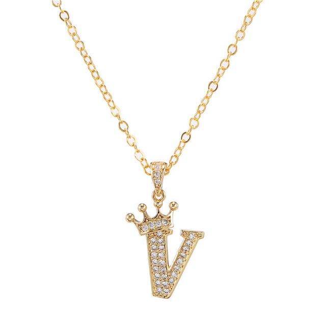 Luoler Buchstabe Halskette Für Frauen Legierung Zirkon Anhänger Halskette Name Mode Strassstein Charme Gliederkette Halskette Schmuck Geschenke gold
